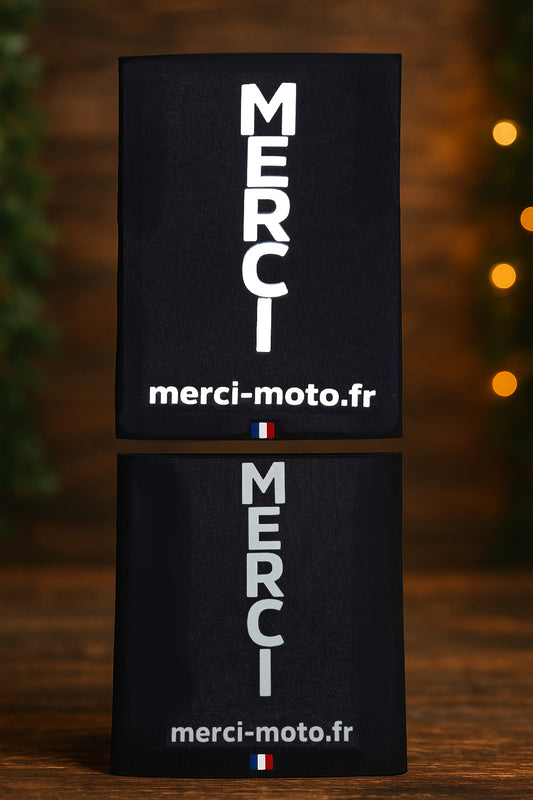 Nouveauté  | Jambière blanche réfléchissant Merci-Moto